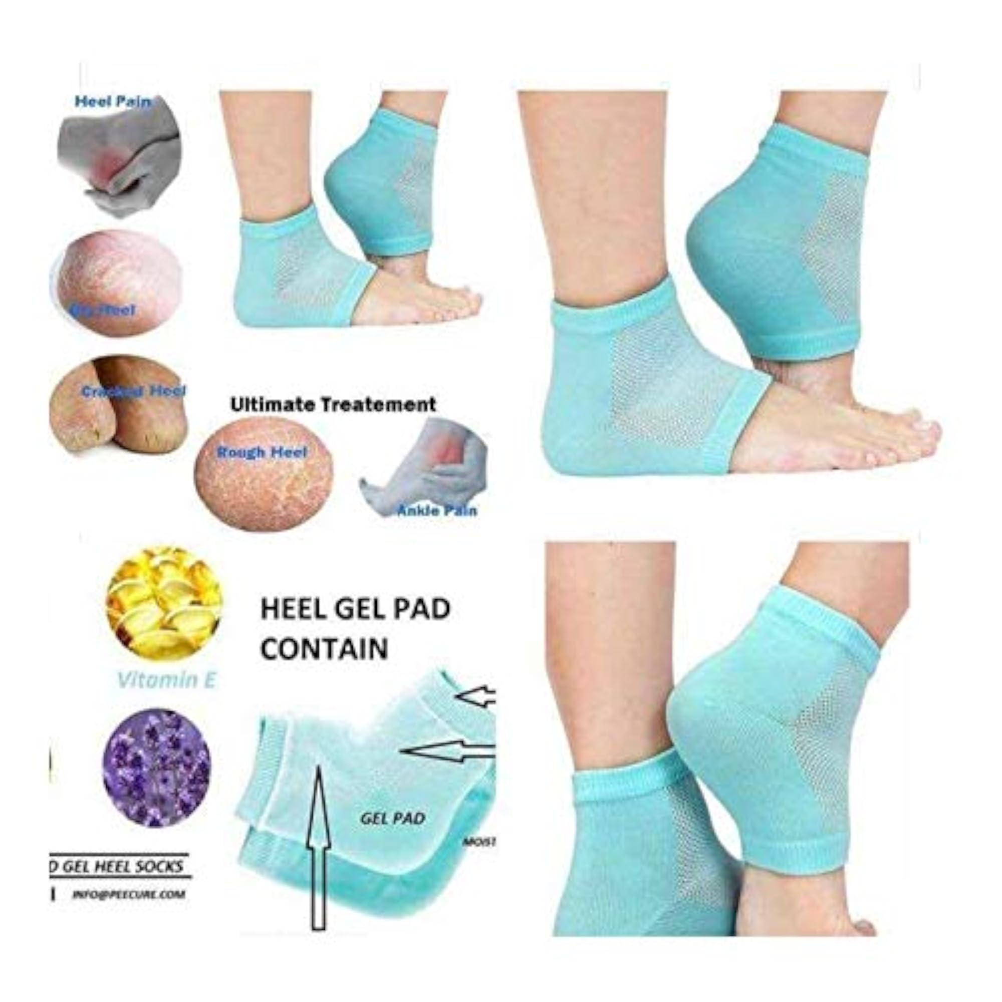 Gel Heel Socks for Cracked Heels, Foot Care